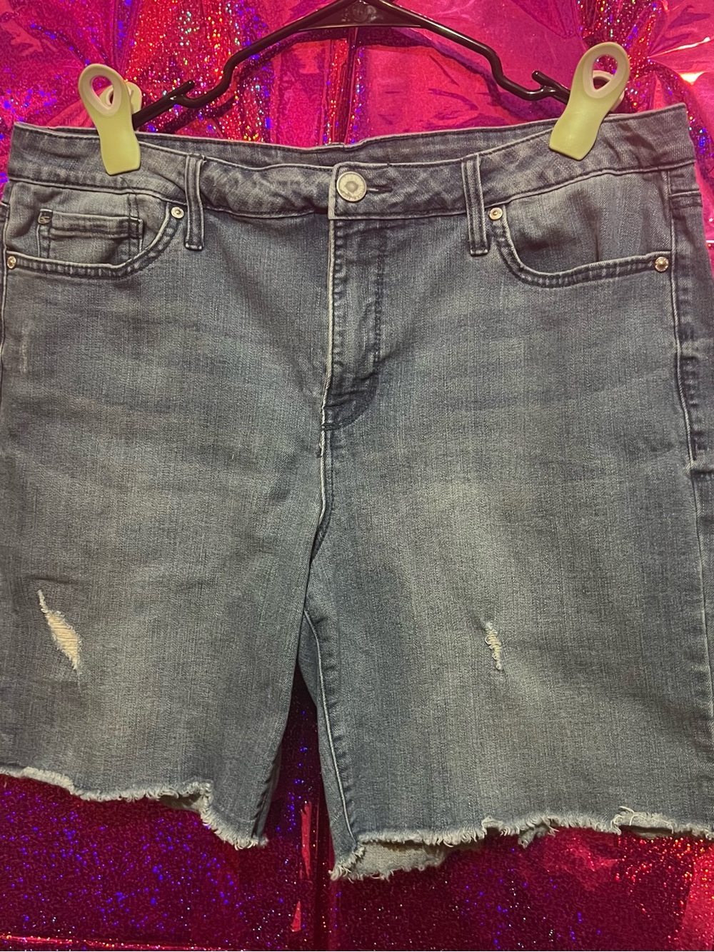 Seven7 Light Blue Distressed Denim Shorts